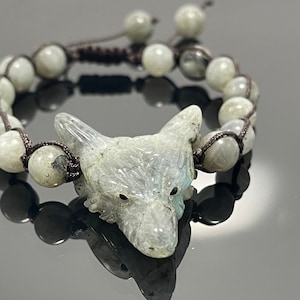 Labradorite  wolf spirit animal bracelet