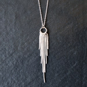 Sterling Silver Serpentine Chain Fringe Pendant Necklace