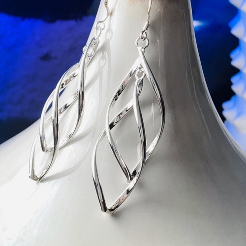 Boucles d'oreilles lustre légères en argent sterling, créoles entrelacées