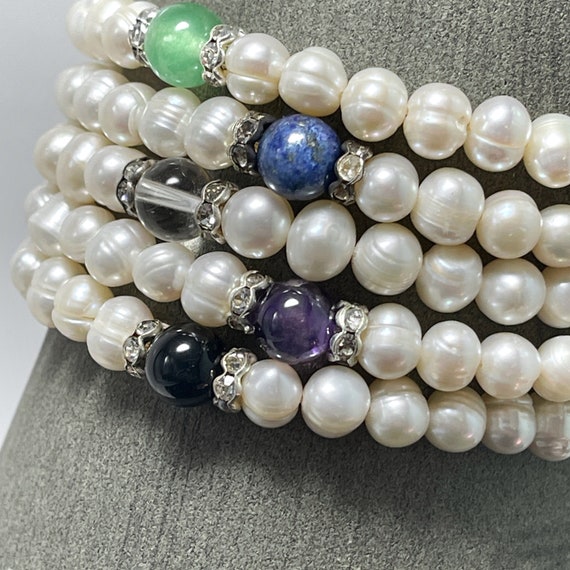 Black Onyx and Freshwater Pearl Bracelet - Etsy