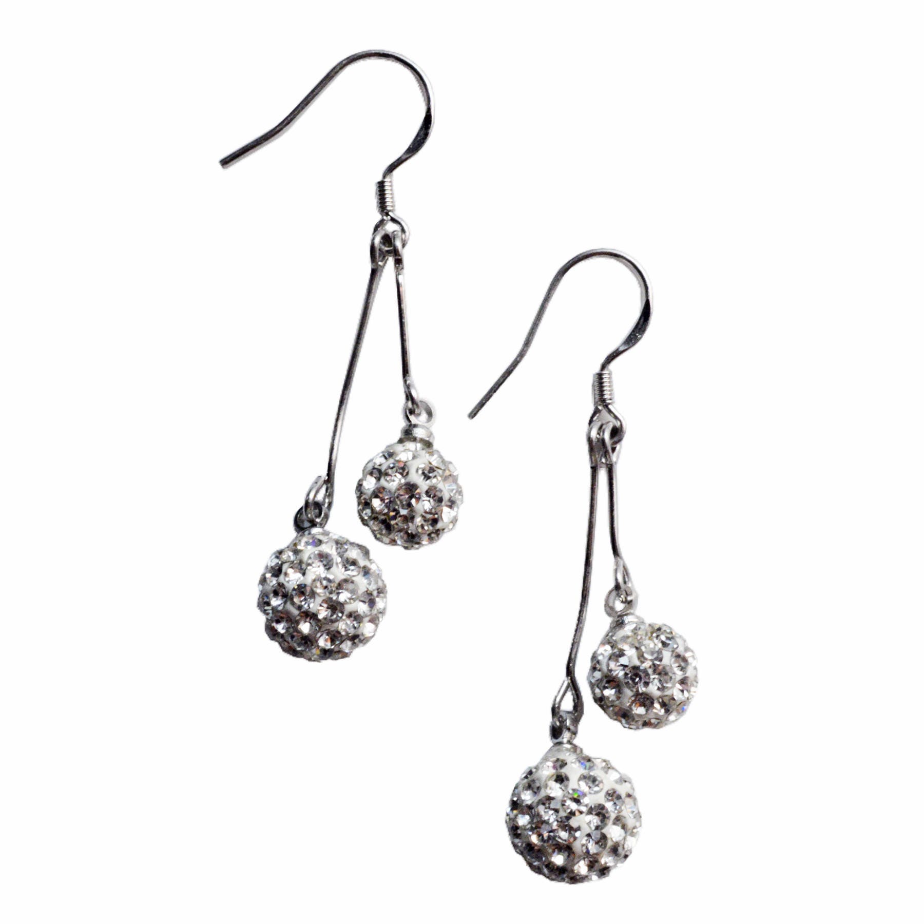 Crystal Ball Dangle Earrings with Sterling Silver Wires Etsy
