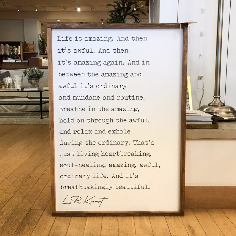 Life is Amazing Framed Wood Sign L. R. Knost Quote Home Etsy