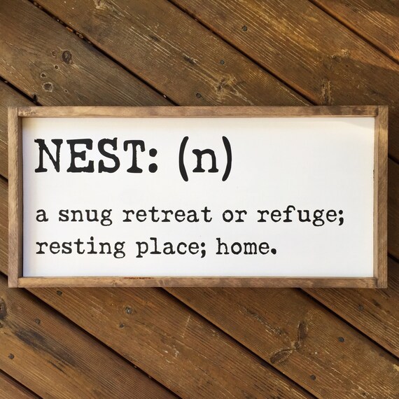 Nest Definition Framed Wood Sign Custom Home Decor Etsy