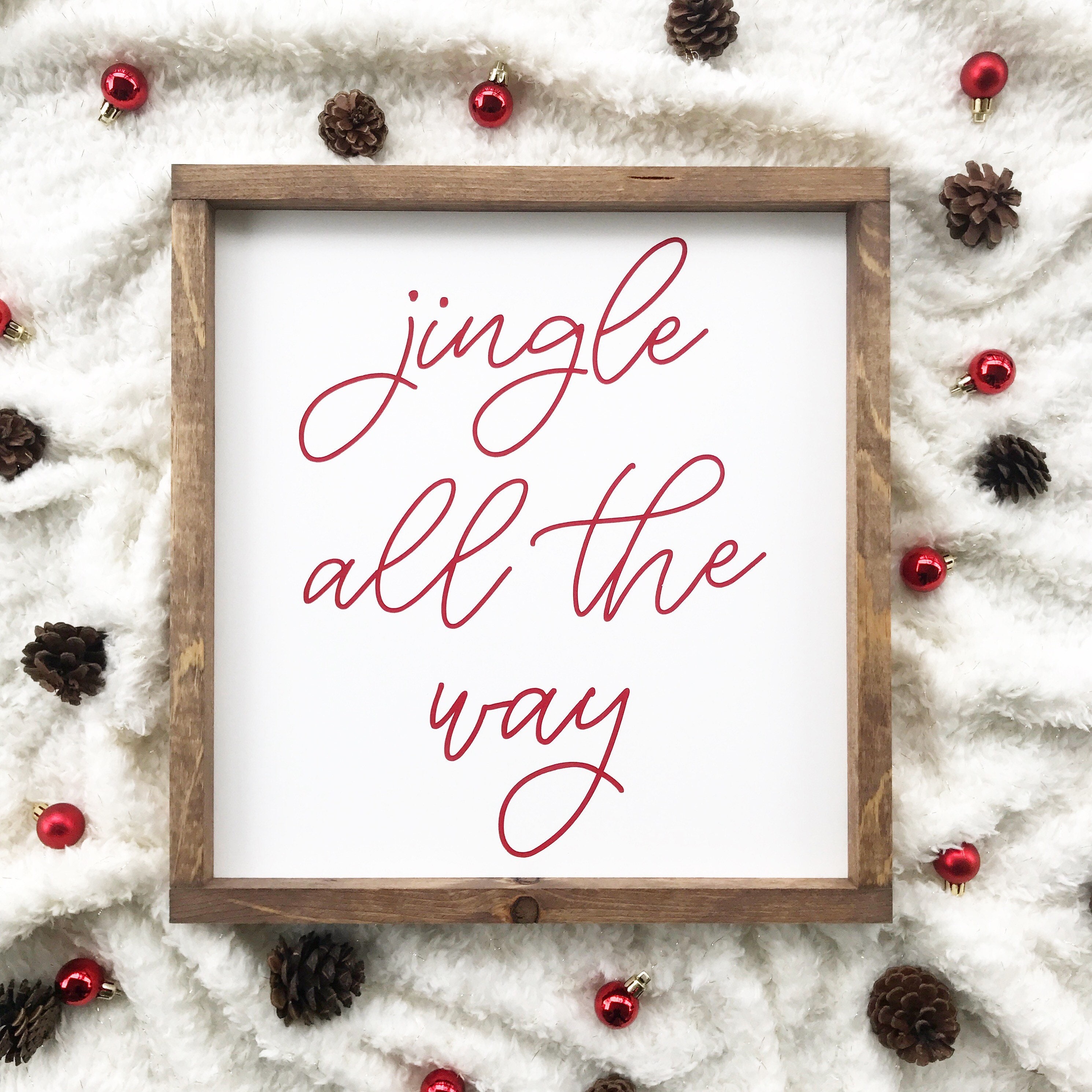 Jingle All the Way Framed Wood Sign Christmas Sign Decor | Etsy