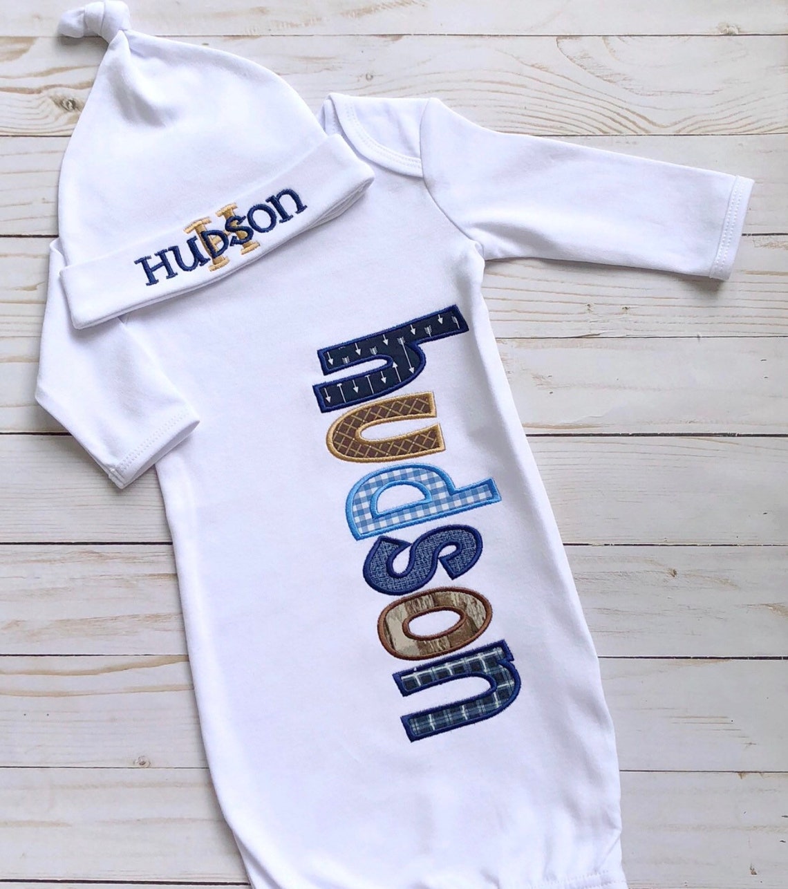 Newborn Gown / Baby Boy Gown / Infant Gown Set / Custom Etsy