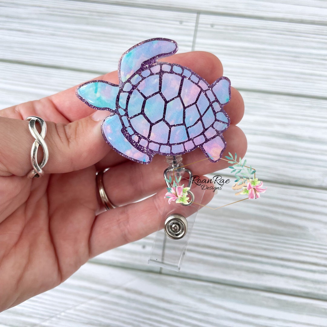 Retractable Turtles Watercolor Sea Turtle Retractable Badge Reel for Nurses, Teacher ...