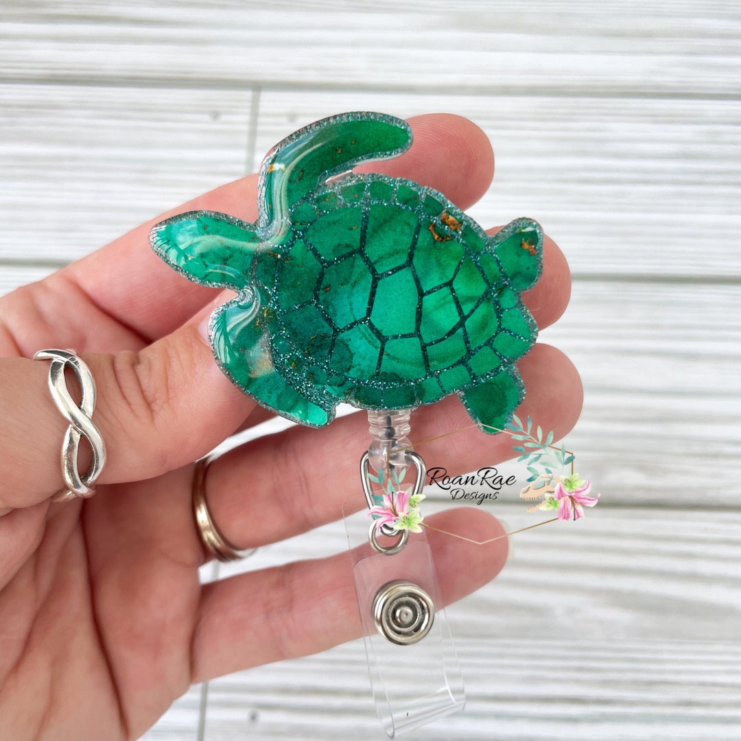 Retractable Turtles Watercolor Sea Turtle Retractable Badge Reel for Nurses, Teacher ...
