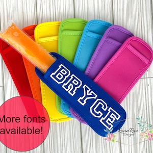 Personalized Popsicle Holders For Kids, Neoprene Popsicle Sleeve Classroom Gift, Customized Frozen Yogurt Sleeves For Birthday Party Favors