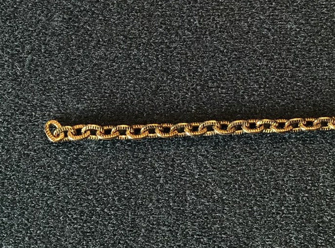 3mm Antique Gold Plated Metal Oval Cable Chain Textured Flat Etsy