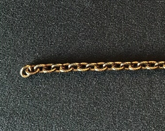 7mm antique gold plated brass ribbed cable chain, open link, 10ft, made in USA, CH16