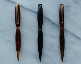 Cherry Wood Pens Slim Line, Twist, Stationary, Black Ink, Ballpoint,  Office, School, Made in Canada 