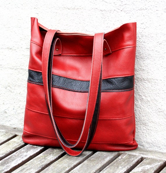 OOAK Shopper Bag Handmade Leather Bag Hobo Bag Recycled