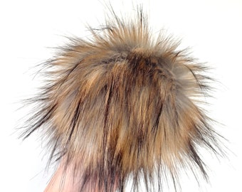 Canyon Brown Faux Fur Pompom, DIY Fur Square