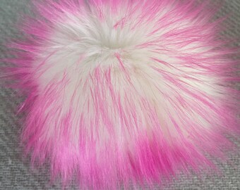 Pink Macaron Faux Fur Pompom: Hot Pink Tipped