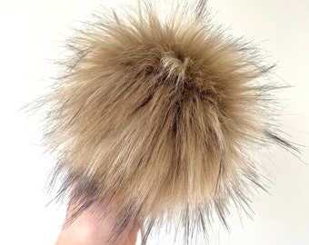 Golden Wolf Faux Fur Pompom | DIY Squares of Fur
