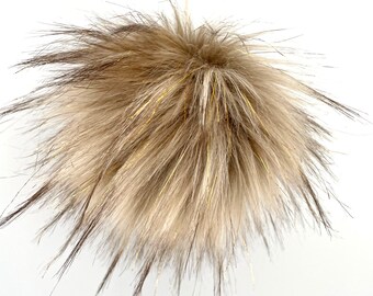 Gold Grizzly Glitter Faux Fur Pompom | DIY Square of Fur