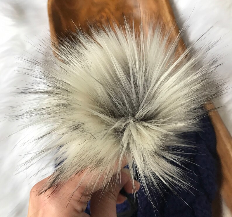 Silver Fox faux fur pompom