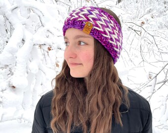 Hand Knit Merino Wool Ear Warmer | Braided Headband