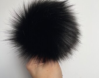 Black Faux Fur Pompom | Midnight Fox, DIY Craft Square