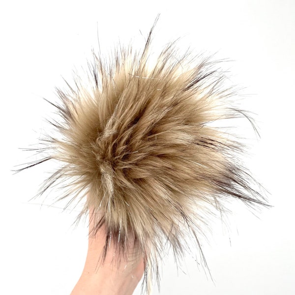 Silver Grizzly Glitter Faux Fur Pompom | DIY fur square