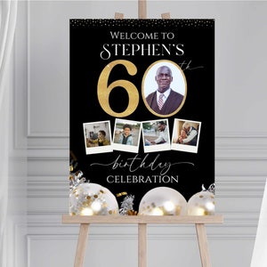 DIY personalisiertes 60er Willkommensschild, Look Who's 60, 60er Geburtstagsparty Poster, 60er Geburtstagsgeschenk für Frauen Männer