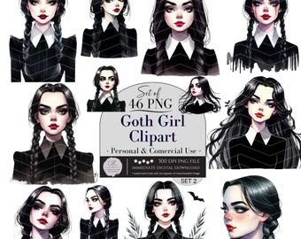 Piękne dziewczyny w stylu gotyckim Clipart PNG, Dziewczyna gotycka Clipart, Kobieta gotycka PNG, Dziennik śmieciowy, Halloween Gothic, 12 przezroczystych PNG, Użytek komercyjny