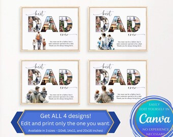 Personalized Dad Photo Collage Template, Father's Day Gift from boys, DIY Custom Birthday Photo Gift, Word Collage Daddy Dad Canva Template