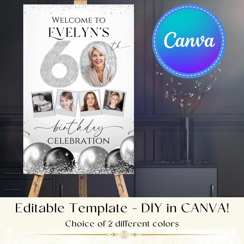 DIY Personalized 60th Welcome Sign Template, Look Who's 60, 60th ...