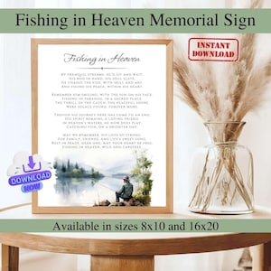 Fishing in Heaven Poem Sign Ready to Print, Celebration of Life Poem Fisherman, Memorial Table Poem, Remembrance Poem, Funeral Memorial Poem