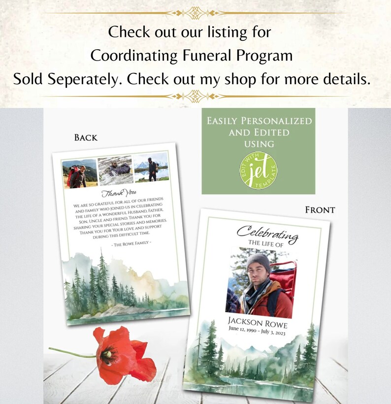 Set of 5 Editable Funeral Photo Collage Templates, Celebrating the Life