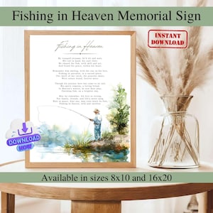 Fishing in Heaven Poem Sign Ready to Print, Celebration of Life Poem Fisherman, Memorial Table Poem, Remembrance Poem, Funeral Memorial Poem