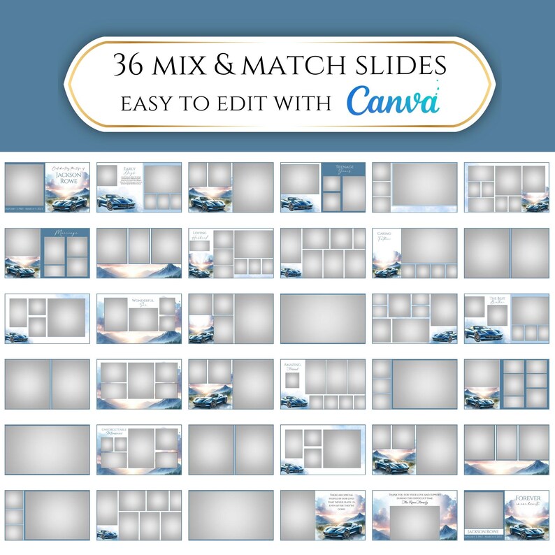 Editable Classic Sports Car Memorial Funeral Photo Slideshow Template ...