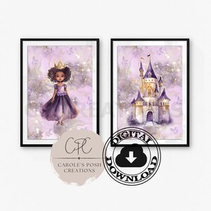 Black Princess Wall Art, Girls Room Wall Decor, African American Nursery Art, Toddler Girl Room Prints, Little Girls Printable Wall Art