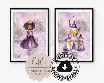Black Princess Wall Art, Girls Room Wall Decor, African American Nursery Art, Toddler Girl Room Prints, Little Girls Printable Wall Art