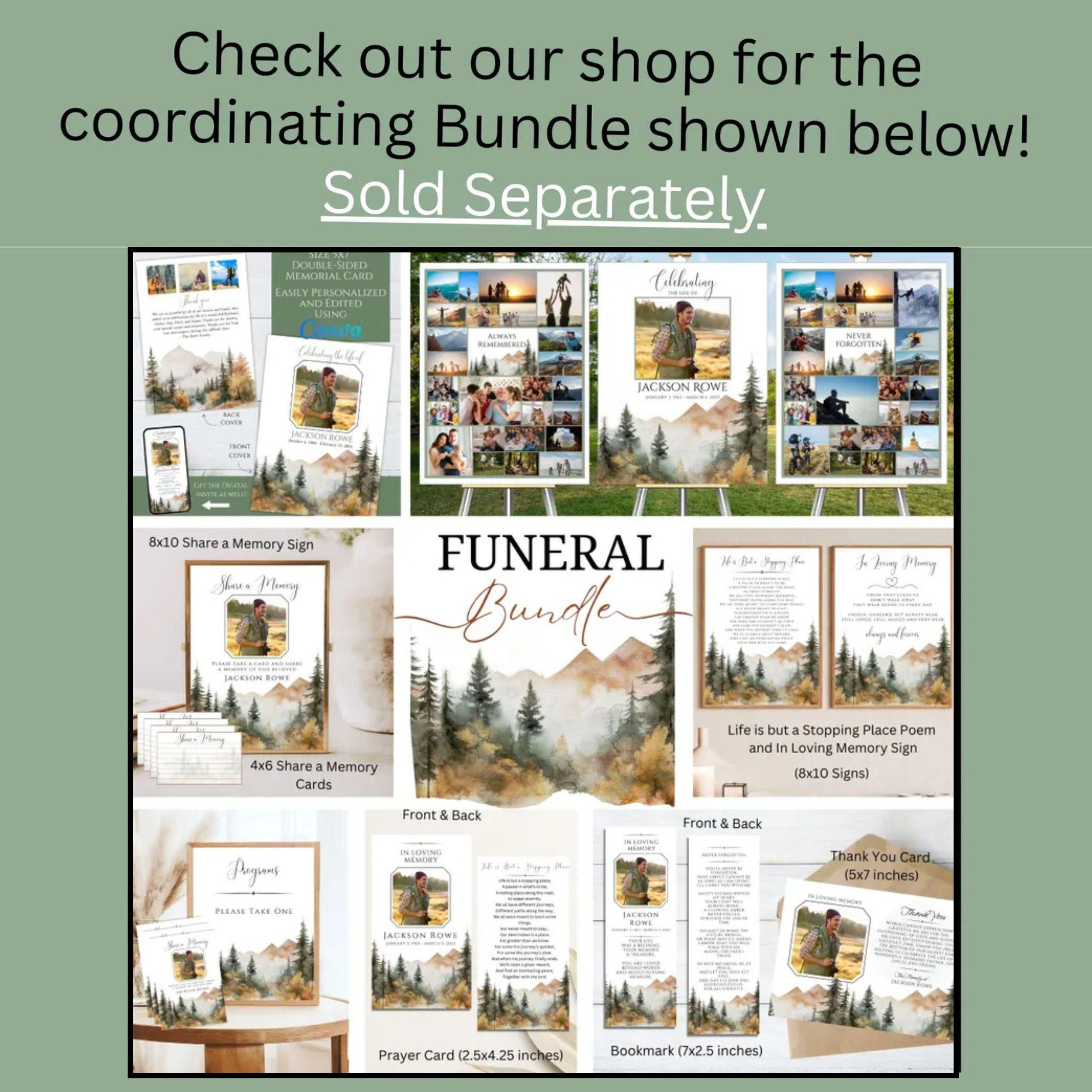 Editable Photo Sign Template Set for Memorial Funeral, Celebrating the ...