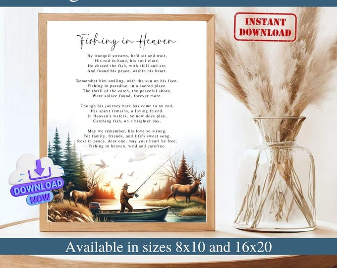 Gone Fishing in Heaven Poem, Gone Fishing Plaque, Gone Fishing Sign