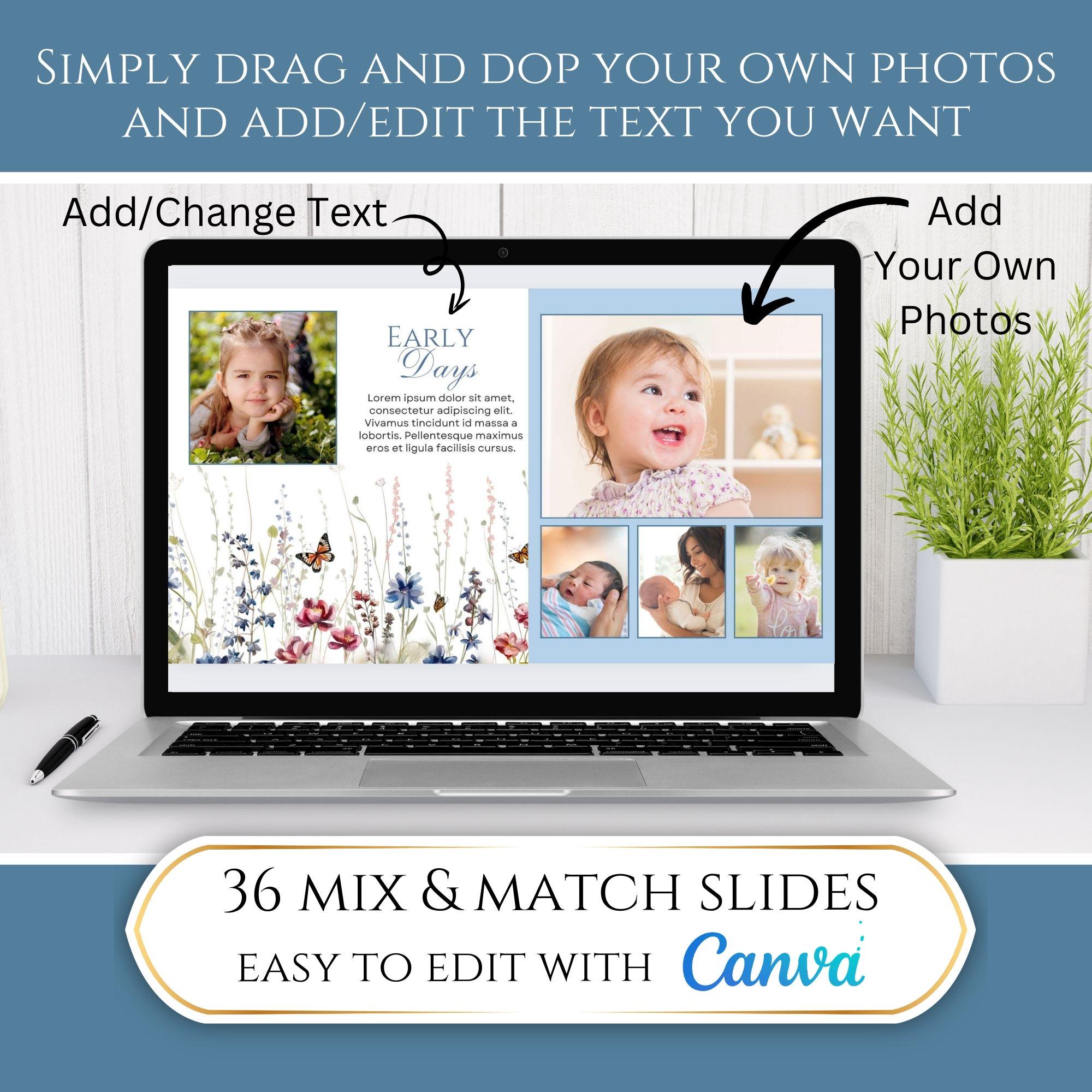 Editable Wildflower Floral Butterfly Memorial Funeral Photo Slideshow ...