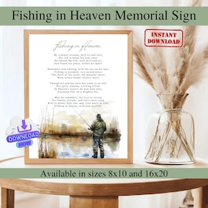 Fishing in Heaven Poem Sign Ready to Print, Celebration of Life Poem Fisherman, Memorial Table Poem, Remembrance Poem, Funeral Memorial Poem