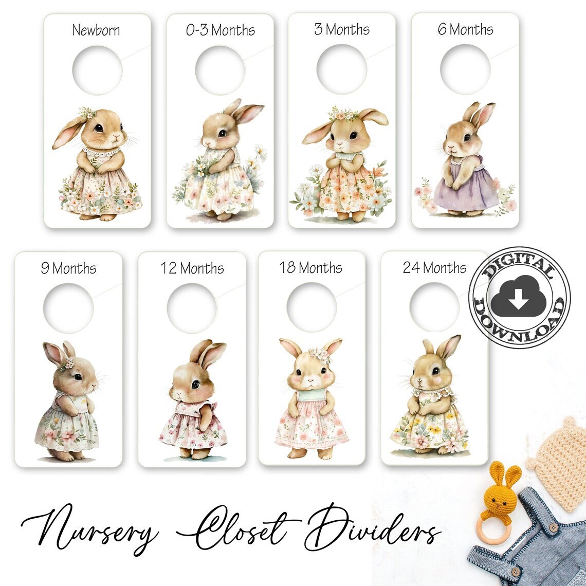 Boho Bunny Nursery Drawer Labels and Closet Dividers (PDF Pattern) - Etsy