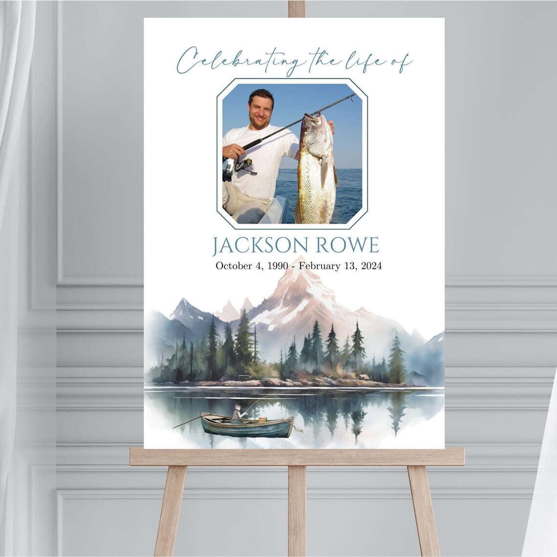 Editable Photo Sign Template for Memorial Funeral, Celebrating the Life ...