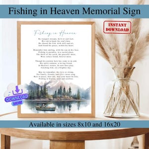 Fishing in Heaven Poem Sign Ready to Print, Celebration of Life Poem Fisherman, Memorial Table Poem, Remembrance Poem, Funeral Memorial Poem