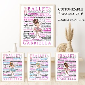 Personalized Custom Girls Ballerina Poster, Ballerina Girl Typography, Gift for Ballet Dancers, Dancer Gift, Dance Print, Ballerina Wall Art