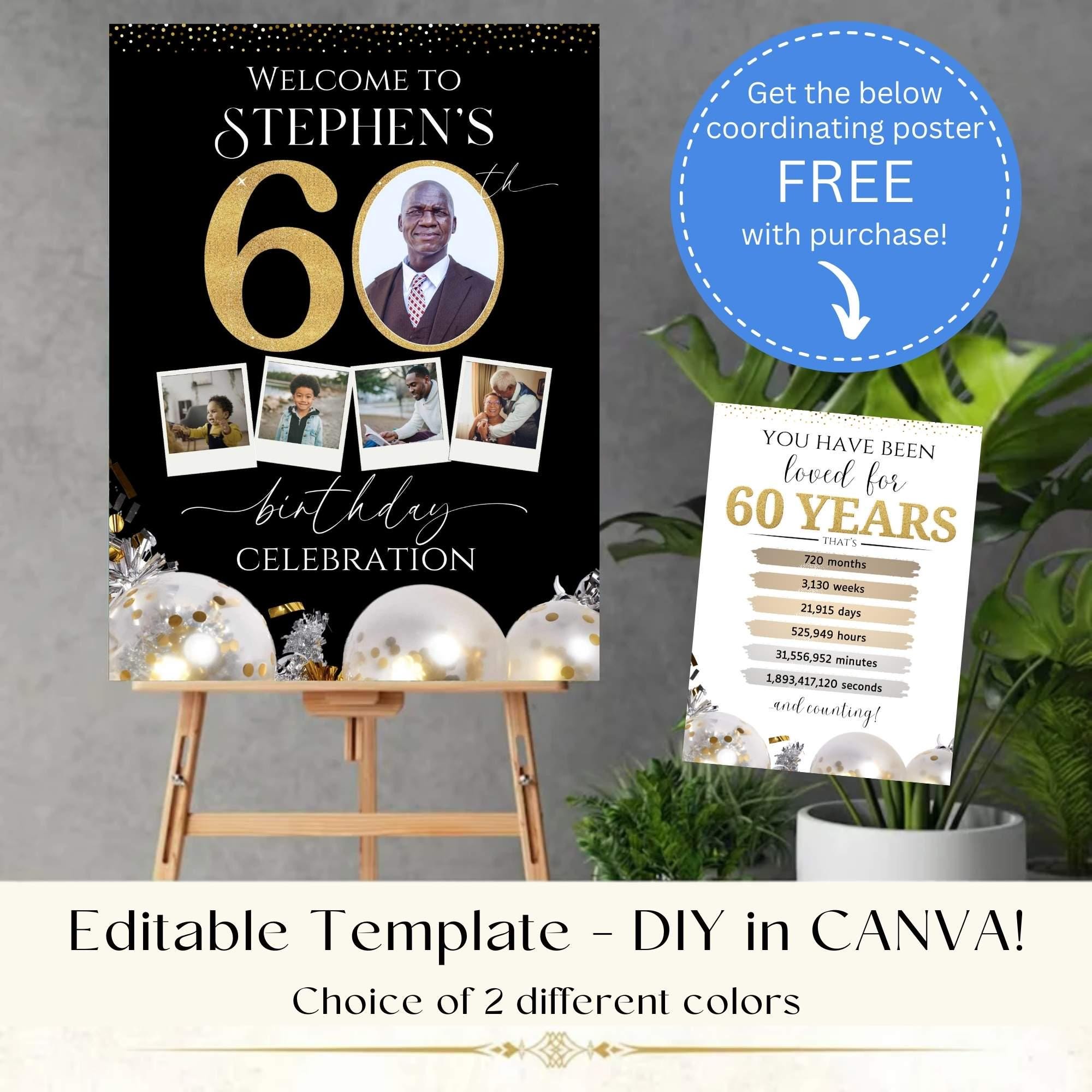 DIY Personalized 60th Welcome Sign Template, Look Who's 60, 60 Birthday ...
