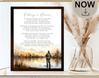 Fishing in Heaven Memorial Poem, Celebration of Life, Fisherman Remembrance Funeral Table Poem (Digital Download)