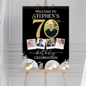 DIY gepersonaliseerd 70e welkomstbord, Look Who's 70, poster 70e verjaardagsfeestje, 70e volwassen verjaardag afdrukbaar decor verjaardagscadeau voor vrouwen mannen