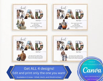 Personalized Dad Photo Collage Template, Father's Day Gift from boys, DIY Custom Birthday Photo Gift, Word Collage Daddy Dad Canva Template