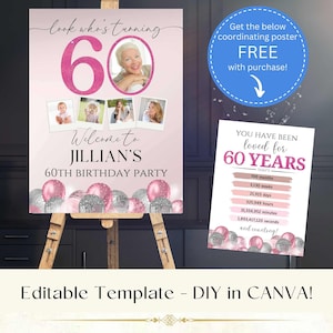DIY Personalized 60th Welcome Sign Template, Look Who's 60, 60th ...