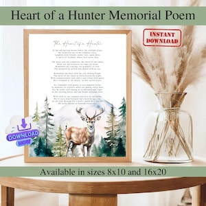 Hunter's Funeral Poem Sign, Celebration of Life Poem for Hunter, Memorial Table Hunting Remembrance Funeral Memorial Poem, Ready to Print