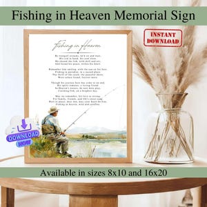 Fishing in Heaven Poem Sign Ready to Print, Celebration of Life Poem Fisherman, Memorial Table Poem, Remembrance Poem, Funeral Memorial Poem