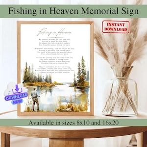 Fishing in Heaven Poem Sign Ready to Print, Celebration of Life Poem Fisherman, Memorial Table Poem, Remembrance Poem, Funeral Memorial Poem